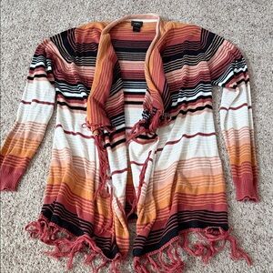 Daytrip Multicolor Striped Fringe Cardigan